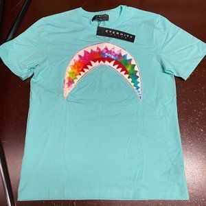 Eternity BC/AD Mens Mint Blue Shark Mouth Crew Neck Pullover T Shirt Size Large